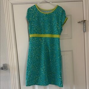 Teal and Lime Patterned Short Sleeve Athletic Dress